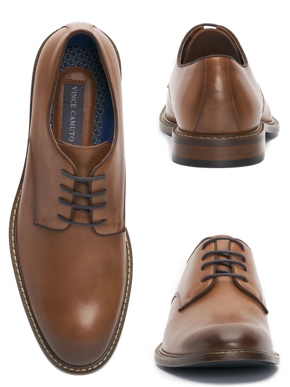 Men's Tan Leather Derby Shoes - Sleek Dress Oxfords size 10